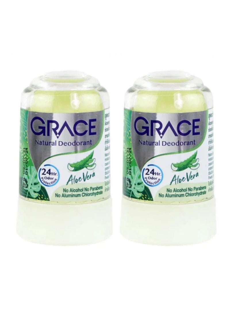 Grace 2 Piece Natural Deodorant Aloe Vera 24 Hr Protection 70 g - Image 1